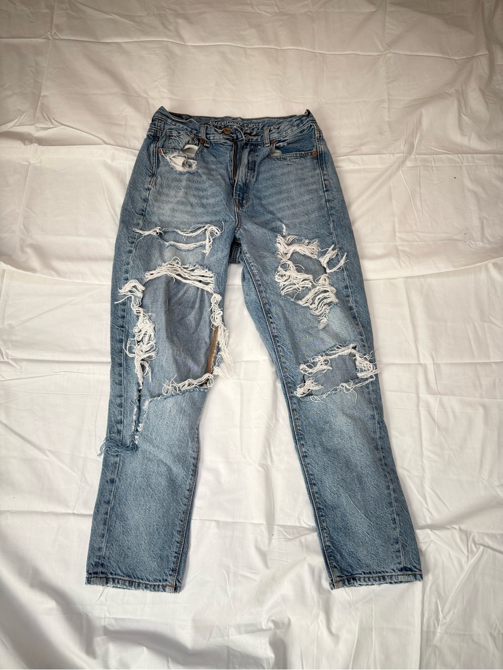 American Eagle Outfitters Light Blue Distressed Straight Jeans
